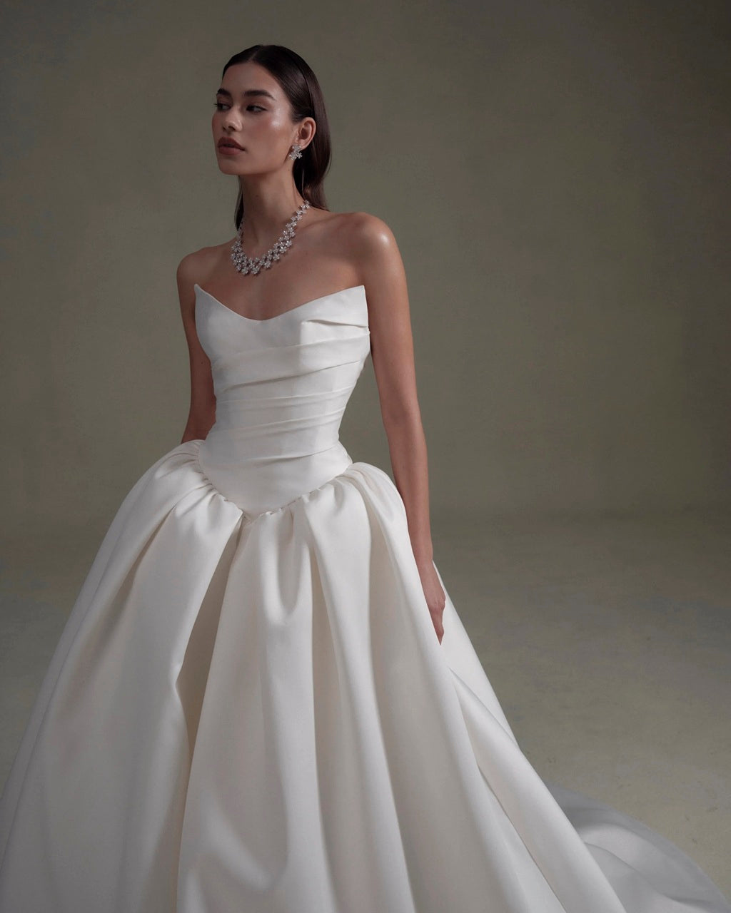 Strapless Cat-Eye Neckline Ballgown Wedding Dress