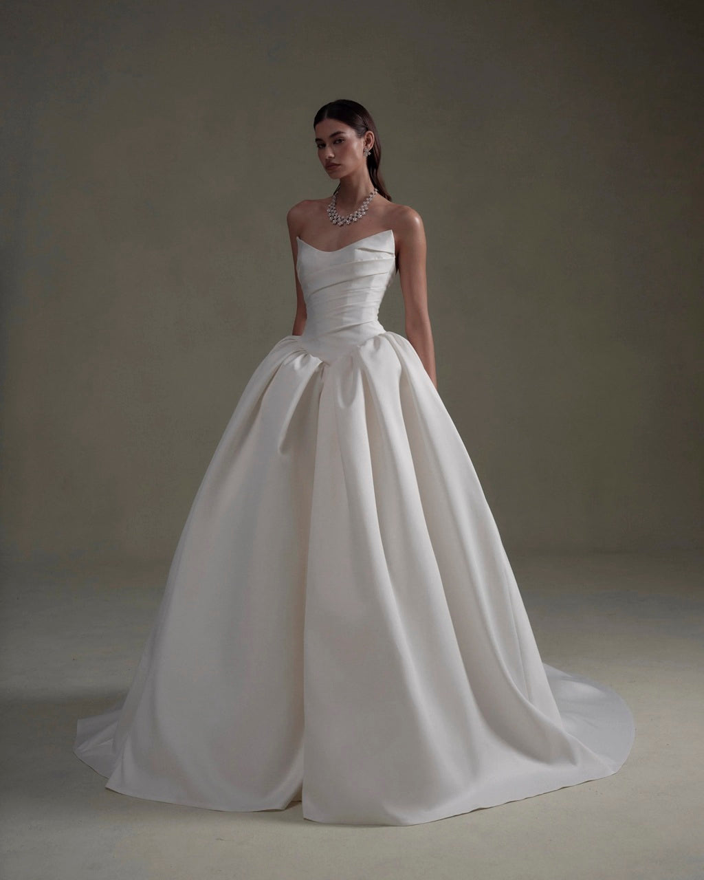 Strapless Cat-Eye Neckline Ballgown Wedding Dress