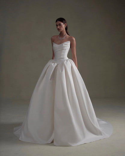 Strapless Cat-Eye Neckline Ballgown Wedding Dress