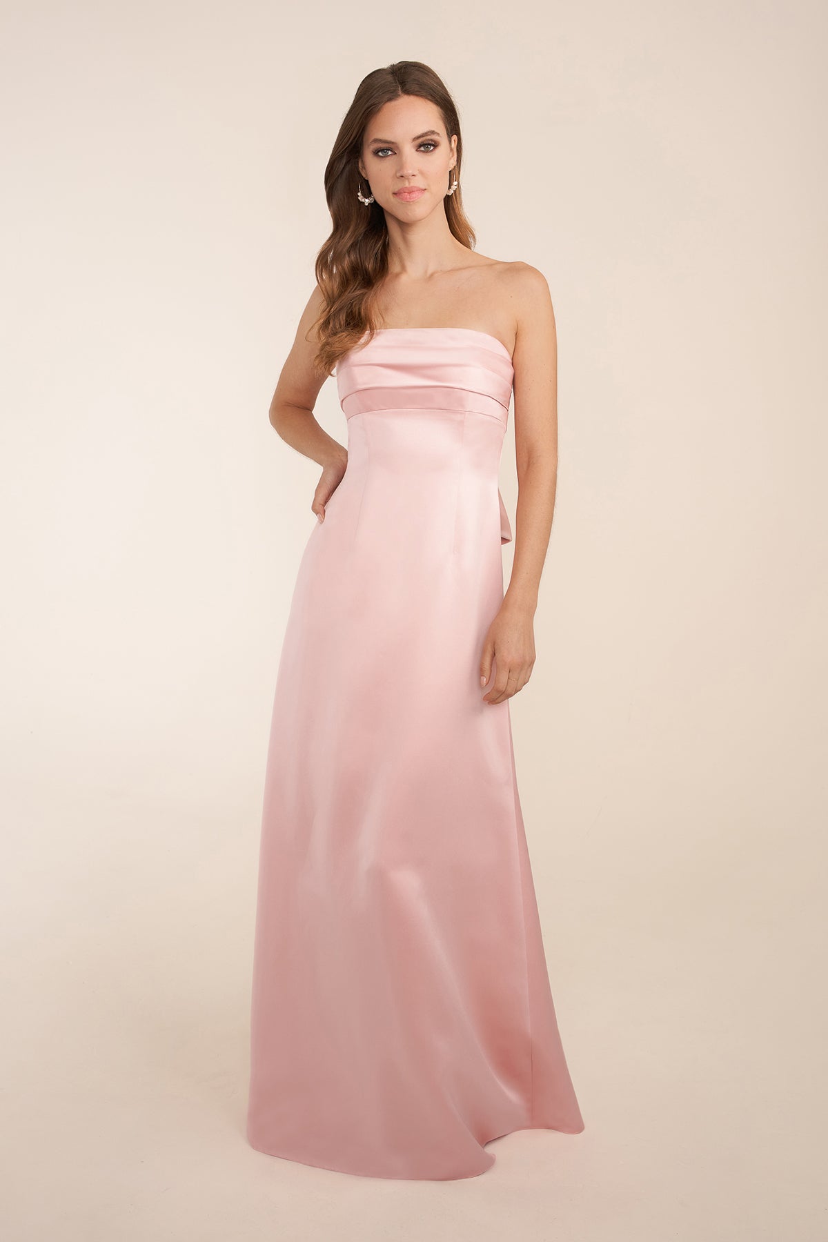 Strapless Satin A-Line Bridesmaid Dress with Bow