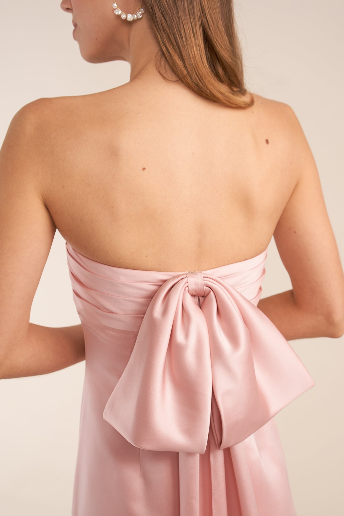Strapless Satin A-Line Bridesmaid Dress with Bow