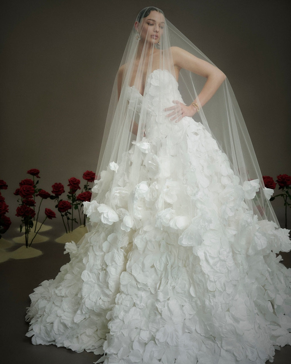 Textured Petal Ball Gown Wedding Dress