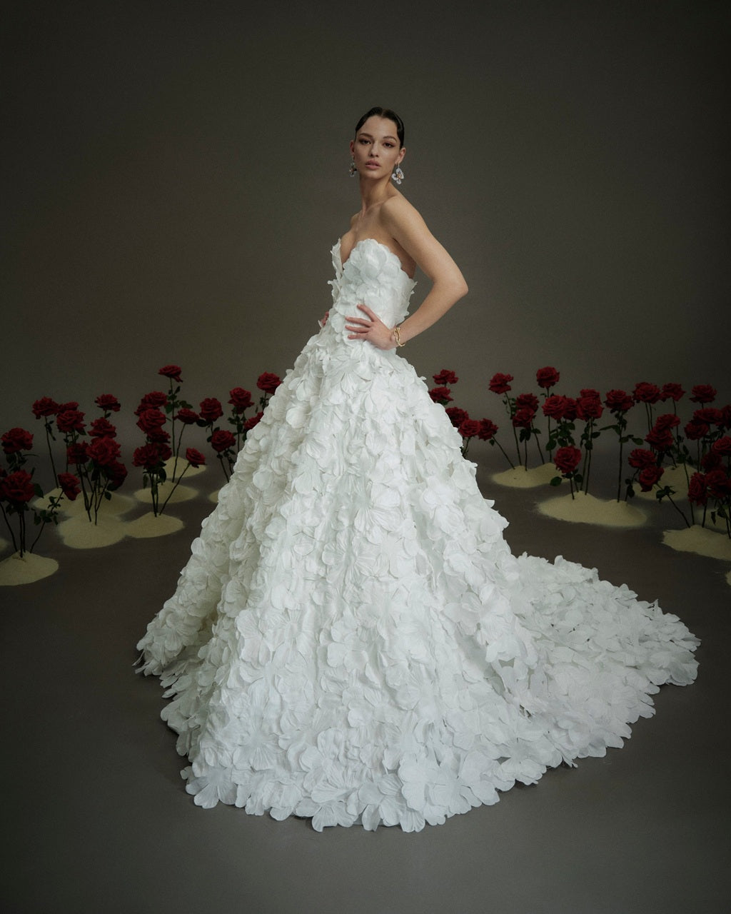 Textured Petal Ball Gown Wedding Dress