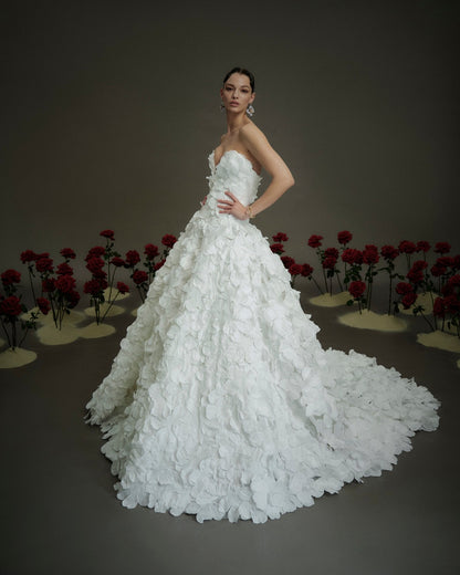 Textured Petal Ball Gown Wedding Dress