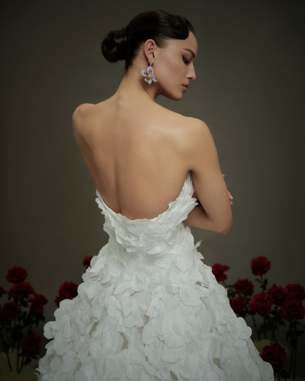 Textured Petal Ball Gown Wedding Dress