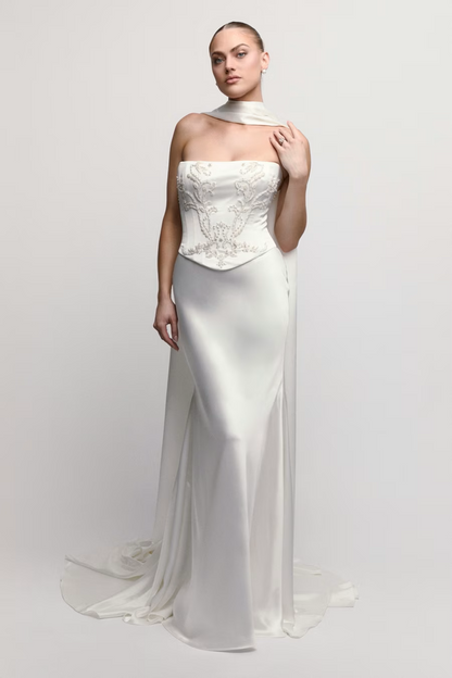 Christel with Scarf Wedding Dress