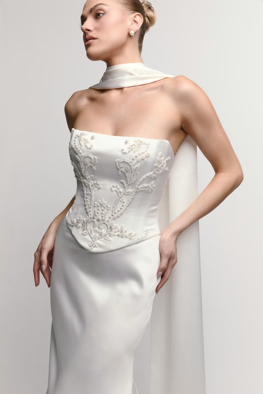 Christel with Scarf Wedding Dress