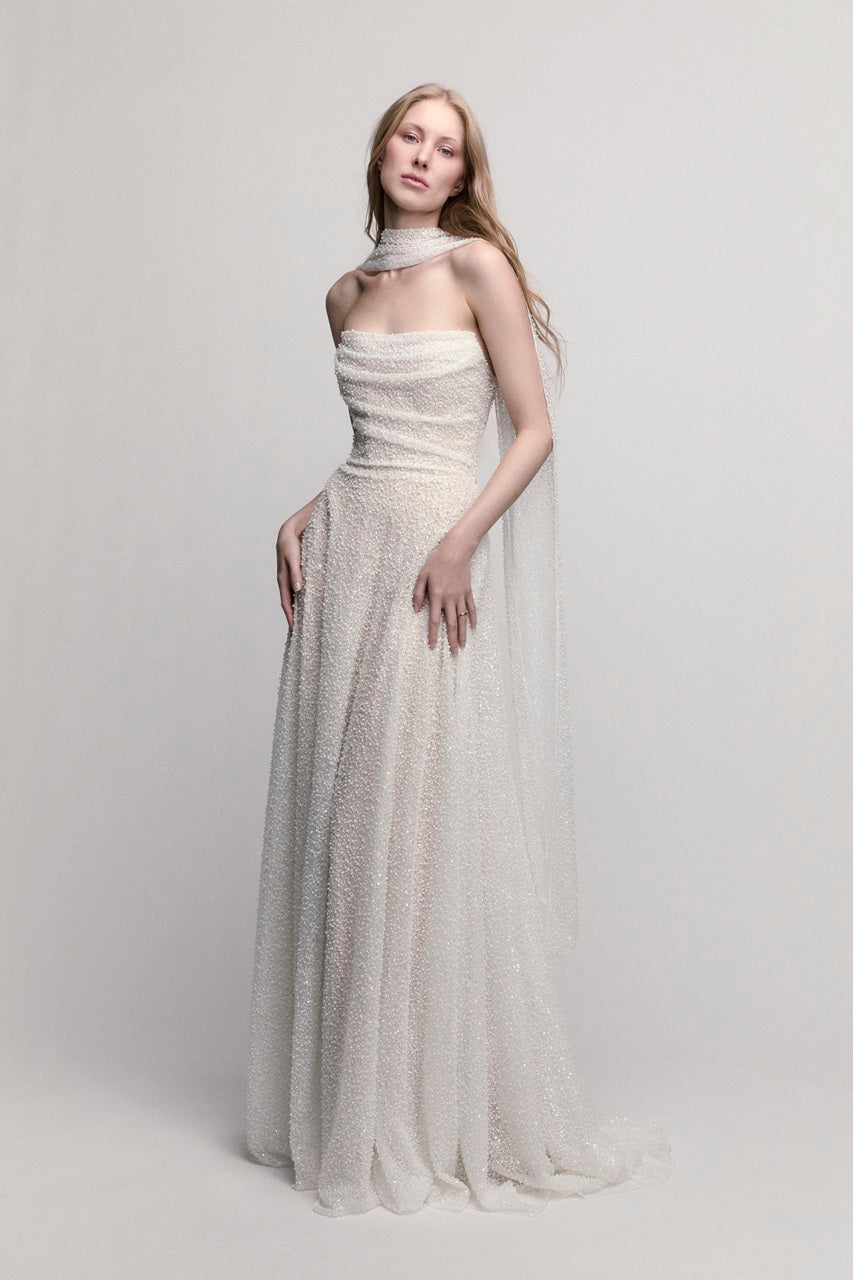 Flossie with Scarf Wedding Dress