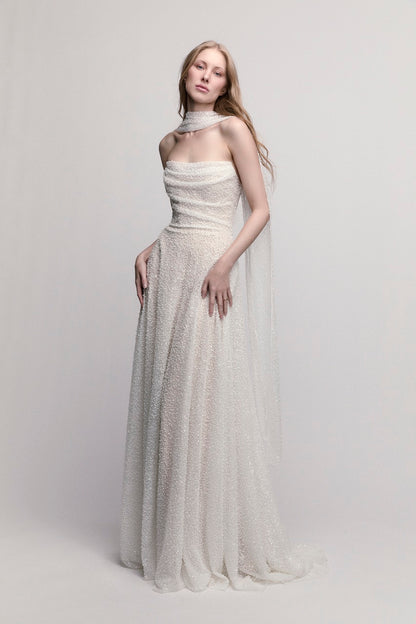 Flossie with Scarf Wedding Dress