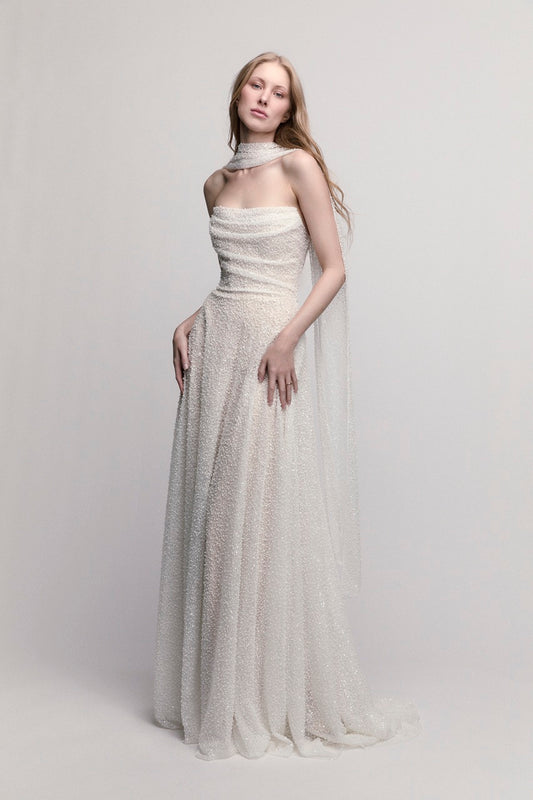 Flossie with Scarf Wedding Dress