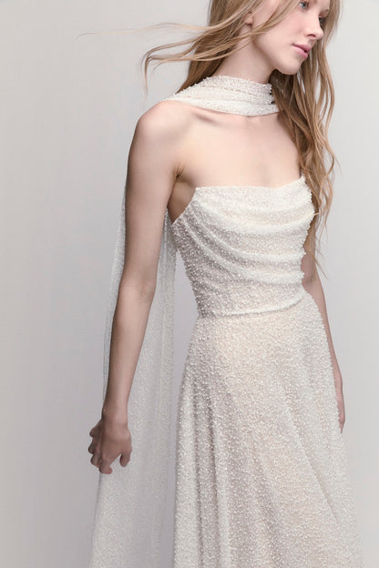 Flossie with Scarf Wedding Dress